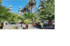 A-santiagoi-Metropolitan-Katedralis-tornyai-a-foter-Plaza-de-Armas-palmai-kozul