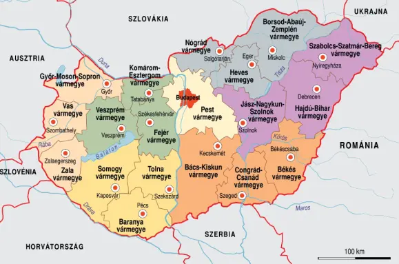 Magyarország közigazgatási térképe 2023.01.01-től